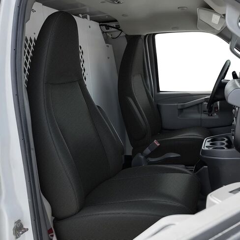 أغطية مقاعد أكسفورد 600D شديدة التحمل لمقاعد Chevy Express 1996-2025 الأمامية، مقاومة للماء ومقاومة للتمزق، فتحة مقبض للإمساك، مناسبة عالميًا للسائق والركاب - أسود in Saudi Arabia