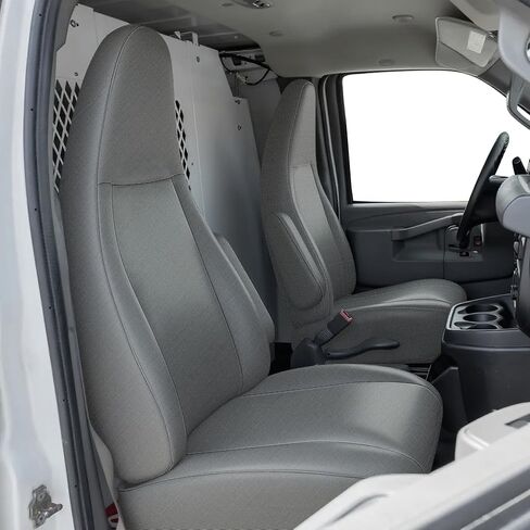 أغطية مقاعد أكسفورد 600D شديدة التحمل لمقاعد Chevy Express 1996-2025 الأمامية، مقاومة للماء ومقاومة للتمزق، فتحة مقبض للإمساك، مناسبة عالميًا للسائق والركاب - أسود in Kuwait