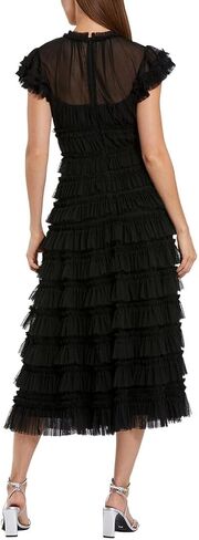 Ruffle High Neck Cap Sleeve Midi Dress in Saudi Arabia