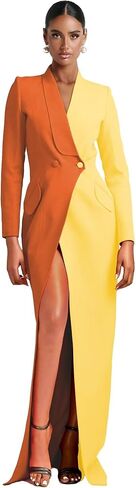 Blazer Dress for Women Sexy Patchwork Double Breasted Suit Dress Bodycon High Slit Outfits Elegant Prom Tuxedo for Wedding in Kuwait