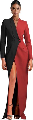 فستان بليزر للنساء مثير مرقع مزدوج الصدر فستان بتصميم بدلة Bodycon فتحة عالية ملابس أنيقة للحفلات الراقصة سهرة لحفلات الزفاف in Kuwait