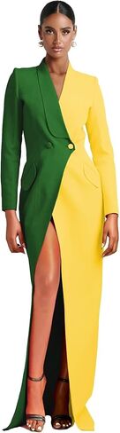 Blazer Dress for Women Sexy Patchwork Double Breasted Suit Dress Bodycon High Slit Outfits Elegant Prom Tuxedo for Wedding in Kuwait