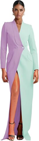 Blazer Dress for Women Sexy Patchwork Double Breasted Suit Dress Bodycon High Slit Outfits Elegant Prom Tuxedo for Wedding in Kuwait