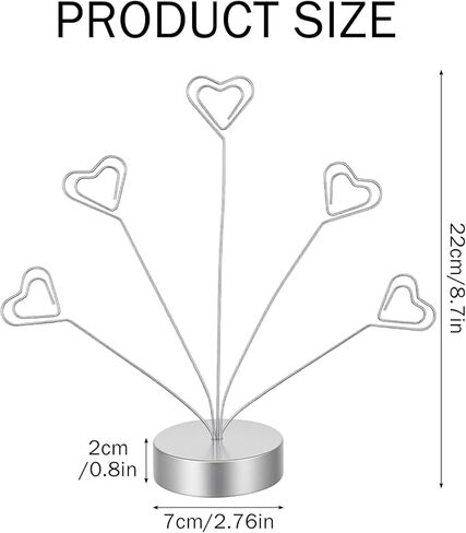 Heart-Shaped Photo Tree Holder Clip, 5-Branch Metal Desktop Gift Card Tree Stand, Silver Picture Holders for Tables, Photo Card Holder for Wedding Christmas Birthday Party Decor in Saudi Arabia