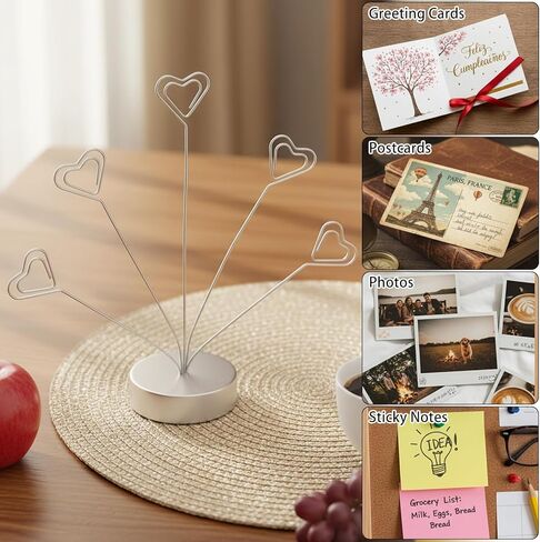Heart-Shaped Photo Tree Holder Clip, 5-Branch Metal Desktop Gift Card Tree Stand, Silver Picture Holders for Tables, Photo Card Holder for Wedding Christmas Birthday Party Decor in Saudi Arabia