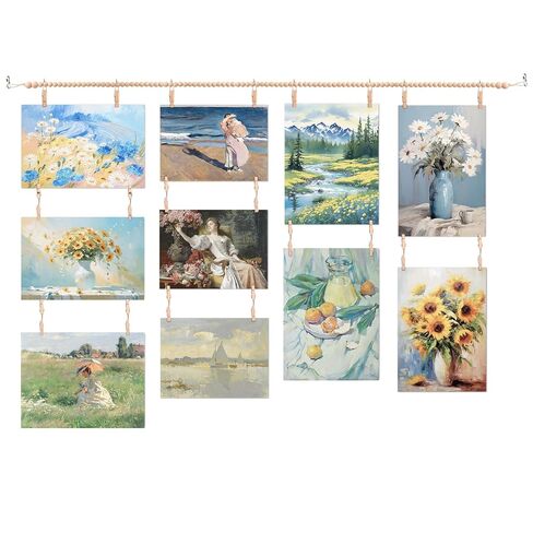 عرض الصور المعلقة مع المشابك، عرض فني جداري لديكور جدار الغرفة للأعمال الفنية، صور جدارية للصور تعرض حامل بطاقات عيد الميلاد in Kuwait