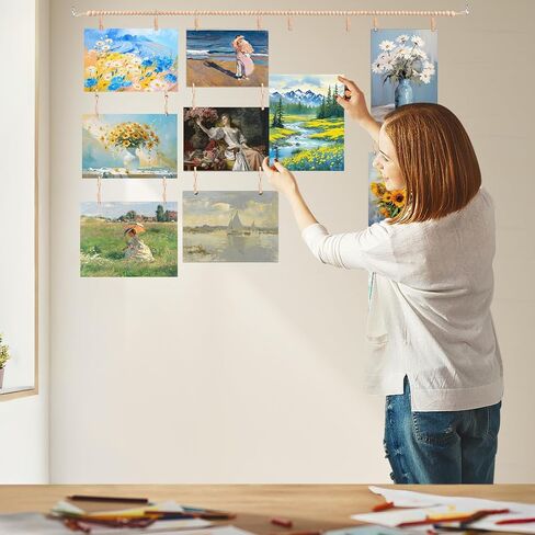 عرض الصور المعلقة مع المشابك، عرض فني جداري لديكور جدار الغرفة للأعمال الفنية، صور جدارية للصور تعرض حامل بطاقات عيد الميلاد in Kuwait