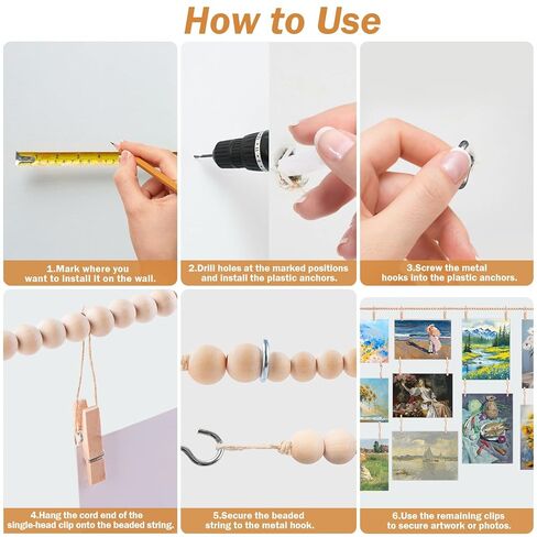 عرض الصور المعلقة مع المشابك، عرض فني جداري لديكور جدار الغرفة للأعمال الفنية، صور جدارية للصور تعرض حامل بطاقات عيد الميلاد in Kuwait