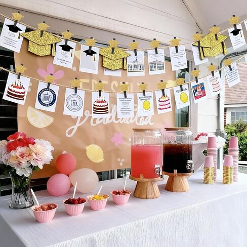 30 Pcs Graduation Party Decoration Class of 2026 Graduation Cap Photo Banner Grad Cap Garland Decor Black Gold Glitter Clip String for Congrats Party Photo Booth Mantel Decor Hanging Picture in Saudi Arabia