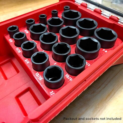 إدراج Packout متوافق مع مجموعة مقابس الصدمات Milwaukee 1/2" Shockwave المكونة من 19 قطعة (49-66-7012) in Saudi Arabia