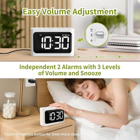 Digital Alarm Clock for Bedroom - Large 4.8" LED Display, Dual Alarm, 100% Dimmer, DST, Battery Backup, Simple Desk Clock for Bedside, Seniors, Kids, Teens in Saudi Arabia