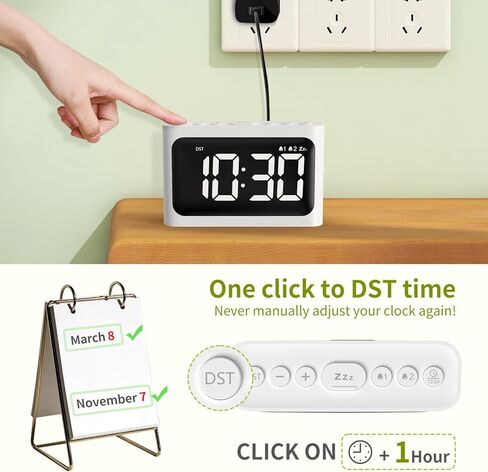 Digital Alarm Clock for Bedroom - Large 4.8" LED Display, Dual Alarm, 100% Dimmer, DST, Battery Backup, Simple Desk Clock for Bedside, Seniors, Kids, Teens in Saudi Arabia