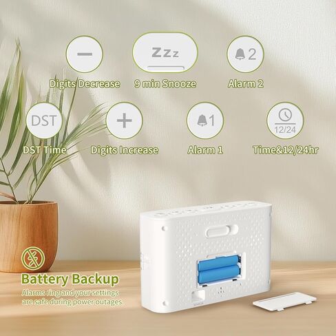 Digital Alarm Clock for Bedroom - Large 4.8" LED Display, Dual Alarm, 100% Dimmer, DST, Battery Backup, Simple Desk Clock for Bedside, Seniors, Kids, Teens in Saudi Arabia