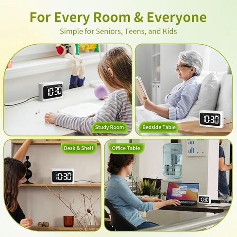 Digital Alarm Clock for Bedroom - Large 4.8" LED Display, Dual Alarm, 100% Dimmer, DST, Battery Backup, Simple Desk Clock for Bedside, Seniors, Kids, Teens in Saudi Arabia