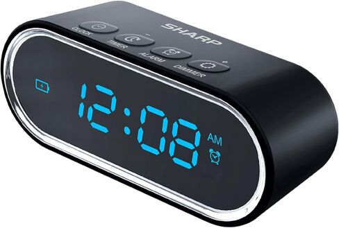 Sharp Travel Alarm Clock with Rechargeable Mini Power Bank – Portable Digital Alarm Clock with Countdown Timer, Adjustable Brightness, USB-C Emergency Phone Charger in Saudi Arabia