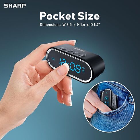 Sharp Travel Alarm Clock with Rechargeable Mini Power Bank – Portable Digital Alarm Clock with Countdown Timer, Adjustable Brightness, USB-C Emergency Phone Charger in Saudi Arabia
