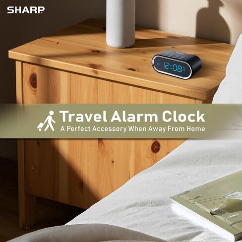 Sharp Travel Alarm Clock with Rechargeable Mini Power Bank – Portable Digital Alarm Clock with Countdown Timer, Adjustable Brightness, USB-C Emergency Phone Charger in Saudi Arabia