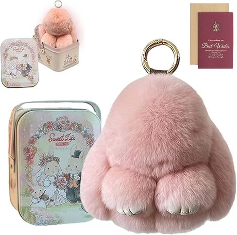 Easter Keychain With Tin Box, 2026 New Bunny Lucky Keychains, Handmade Soft Bunny Keychain in Kuwait