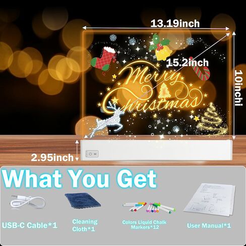 لوحة رسم LED مع 7 تأثيرات ضوئية، لوحة ملاحظات LED متوهجة قابلة لإعادة الشحن مقاس 13.7 بوصة × 10 بوصة مع ألوان، هدايا لوحية للرسم مضيئة من Lumiboard للأطفال والمراهقين والأولاد والبنات هدايا عيد الميلاد in Kuwait