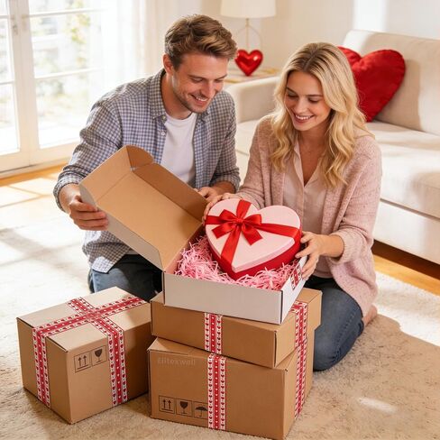 شريط تغليف لتغليف الصناديق وختم القلب الأحمر المطبوع لديكور عيد الأم in Kuwait