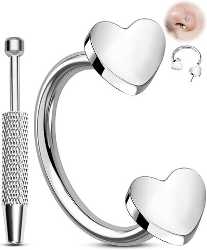 Melighting 20G Star Horseshoe Nose Rings Hoop, Threadless Nose Piercing with Piercing Taper Ball Grabber Tool 316L Stainless Steel, Heart Septum Lip Helix Rook Piercing Jewelry for Women 7/8 mm in Saudi Arabia