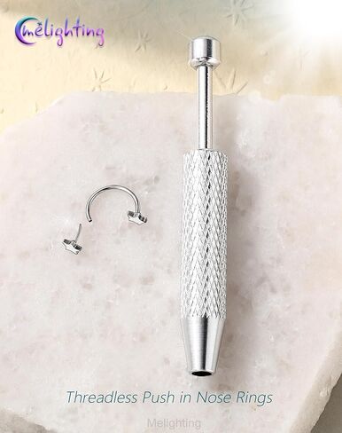 Melighting 20G Star Horseshoe Nose Rings Hoop, Threadless Nose Piercing with Piercing Taper Ball Grabber Tool 316L Stainless Steel, Heart Septum Lip Helix Rook Piercing Jewelry for Women 7/8 mm in Saudi Arabia