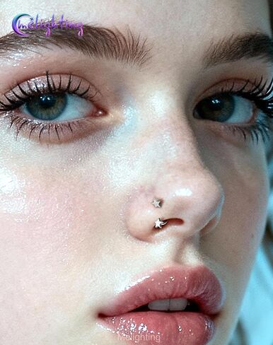 Melighting 20G Star Horseshoe Nose Rings Hoop, Threadless Nose Piercing with Piercing Taper Ball Grabber Tool 316L Stainless Steel, Heart Septum Lip Helix Rook Piercing Jewelry for Women 7/8 mm in Saudi Arabia