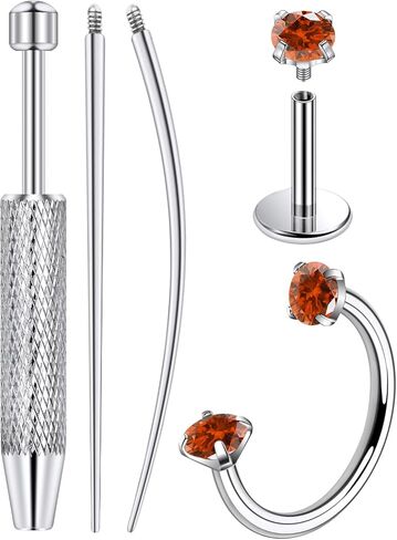 Lcolyoli 20G Titanium Horseshoe Nose Ring and Internally Threaded CZ Stud for Tragus/Nose/Helix/Conch Piercing Jewelry for Women Men Includes Taper Ball Grabber Tool for Easy Jewelry Changing in Saudi Arabia