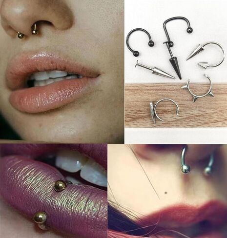 36Pcs 16G Stainless Steel Lip Rings for Women Men Snake Bite Piercing Labret Jewelry Monroe Barbell Spike Nose Stud in Saudi Arabia