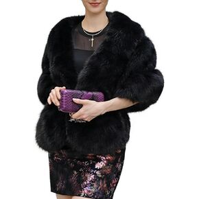 شال نسائي شتوي من الفرو الصناعي طويل فاخر معطف يتغاضى عن حفلات الزفاف وأغطية من الفرو لفساتين السهرة in Kuwait