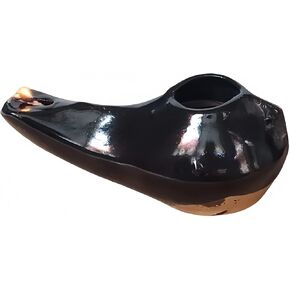 مصباح زيت هيروديان مصنوع يدويًا - مصباح طين على الطراز الكتابي القديم للاستخدام الشعائري، مصباح زيت زيتون سيراميك مع فتحة فتيل - نسخة طبق الأصل تاريخية لديكور المنزل أو عرض التدريس in Kuwait