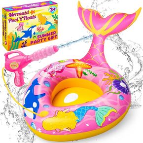 Pool Floats Kids with Water Gun Mermaid Pool Toys for Kids Ages 3-8 Toddler Pool Float for Kids Girls Inflatable Pool Water Toys for Swimming Pool Beach and Water Party in Saudi Arabia