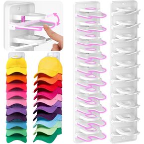 Spring Clip Hat Organizer for Baseball Caps – 2 Pack, Wall Hat Rack for Door & Closet – Keeps 20 Hats Tidy in Entryway, Dorm, Bedroom – Multi-Layer Cap Storage (Adhesive or Screws) in Kuwait