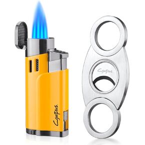 Cigar Lighters and Cutter Set with Butane Refillable Four Jet Flame Lighters Sharpening Blade Cigar Guillotine Windproof Lighter Torch in Kuwait