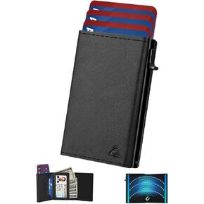 Womens Wallet Card Holder - Pop Up Aluminum Case, Premium Flexible Leather, Smart Wallet for Women, RFID Blocking, Slim, Minimalist, Front Pocket - 9-14 Card Capacity | ID Window | Cash Slot in Kuwait