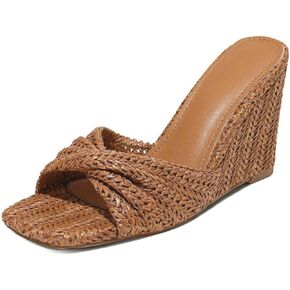 صنادل ويدج للنساء صيفية من الرافية المضفرة - سهلة الارتداء، مقدمة مربعة مفتوحة، أنيقة، الشاطئ، المساء in Kuwait