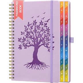 كتاب كلمات المرور ZXHQ مع علامات تبويب ملونة متدرجة للحروف الأبجدية A-Z، كتاب لحفظ كلمات المرور الحلزونية، 8.5 بوصة × 5.5 بوصة، منظم عنوان الإنترنت وكلمة مرور تسجيل الدخول - أزرق مخضر in Kuwait