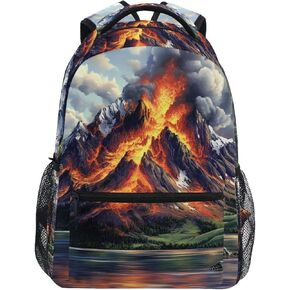 Kids Travel Backpack Volcano Landscape Print for Boys Girls, Large Capacity Bookbag School Bag S in Kuwait