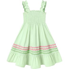 فستان كاجوال للفتيات الصغيرات فستان صيفي لطيف للأطفال بدون أكمام من بوهو صيفي من 3 إلى 8 سنوات in Kuwait