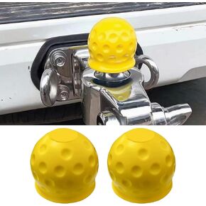 قطعتان من غطاء كرة المقطورة، غطاء واقٍ من المطاط المقاوم للماء بطول 5 سم، غطاء كرة سحب عالمي مضاد للغبار لمقطورة الشاحنة RV، ملحقات السيارة (أصفر) in Kuwait