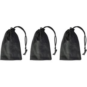 Mesh Bag, Small Nylon Mesh Drawstring Bag with Cord Lock, Black, 3 Pcs,3.9x5.9 Inch for Travel Stuff Bags, Cleansing Supplies in Kuwait