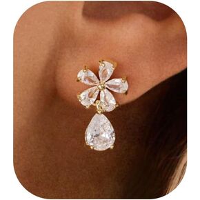 أقراط زركونيا مكعبة - 14 قيراط من الذهب/الذهب الأبيض/الذهب الوردي المطلي بالذهب الوردي مكعب زركونيا تشيكوسلوفاكيا أقراط الزفاف الماسية للنساء وصيفة العروس in Kuwait