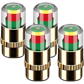 4Pcs Car Tire Pressure Monitor Valve Stem Caps, 2.4Bar 36 PSI Tire Pressure Sensor Indicator Easy to Read 3 Color Eye Alert for Most Car Truck SUV, Gold in Saudi Arabia