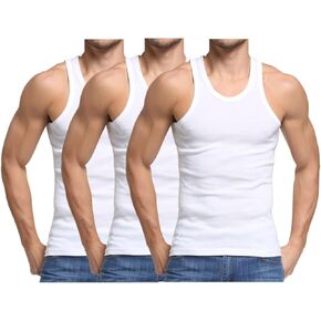 قمصان داخلية للرجال من FORBEMK برقبة دائرية من القطن المريح بدون أكمام مضلعة، 3 قطع in Kuwait