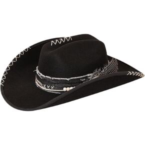 Denzerekre Cowboy Hat for Women and Men Retro Felt Wide Brim Western Cowboy Cowgirl Bucket Fedora Hat in Kuwait