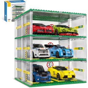 مرآب مكعبات بناء مبتكر مكون من ثلاثة طوابق مع ميزات العرض، متوافق مع سيارات ليغو الصغيرة (130 قطعة)، مثالي للسيارات ذات 8 مسامير واسعة (السيارات غير متضمنة) in Kuwait