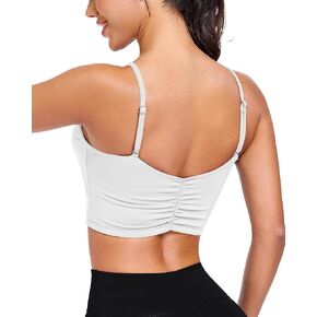 QUOJIZY حمالة صدر رياضية للنساء ذات خط طويل بدون أكمام مدمجة في حمالة صدر مفتوحة من الخلف للتمرين مع أشرطة قابلة للتعديل in Kuwait