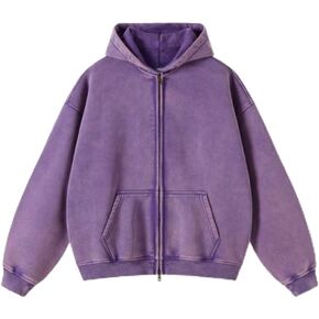 JP Mens Womens Oversized Double Zip Up Hoodie – Heavyweight Fleece Cotton Acid Wash Vintage Zip Hoodie in Saudi Arabia