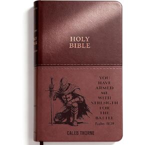 شخصية KJV الكتاب المقدس للرجال تصميم فارس منقوش، نسخة الملك جيمس رسالة حمراء، طباعة قياسية، اسم مخصص الآية الكتابية، هدية تأكيد المعمودية التخرج المسيحي، خط رفيع ذو قيمة بنية in Kuwait