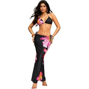 نساء 3 قطع من الأزهار الأزهار مراعي الرسن سلسلة بيكيني مع تنانير شاطئ bodycon in Kuwait